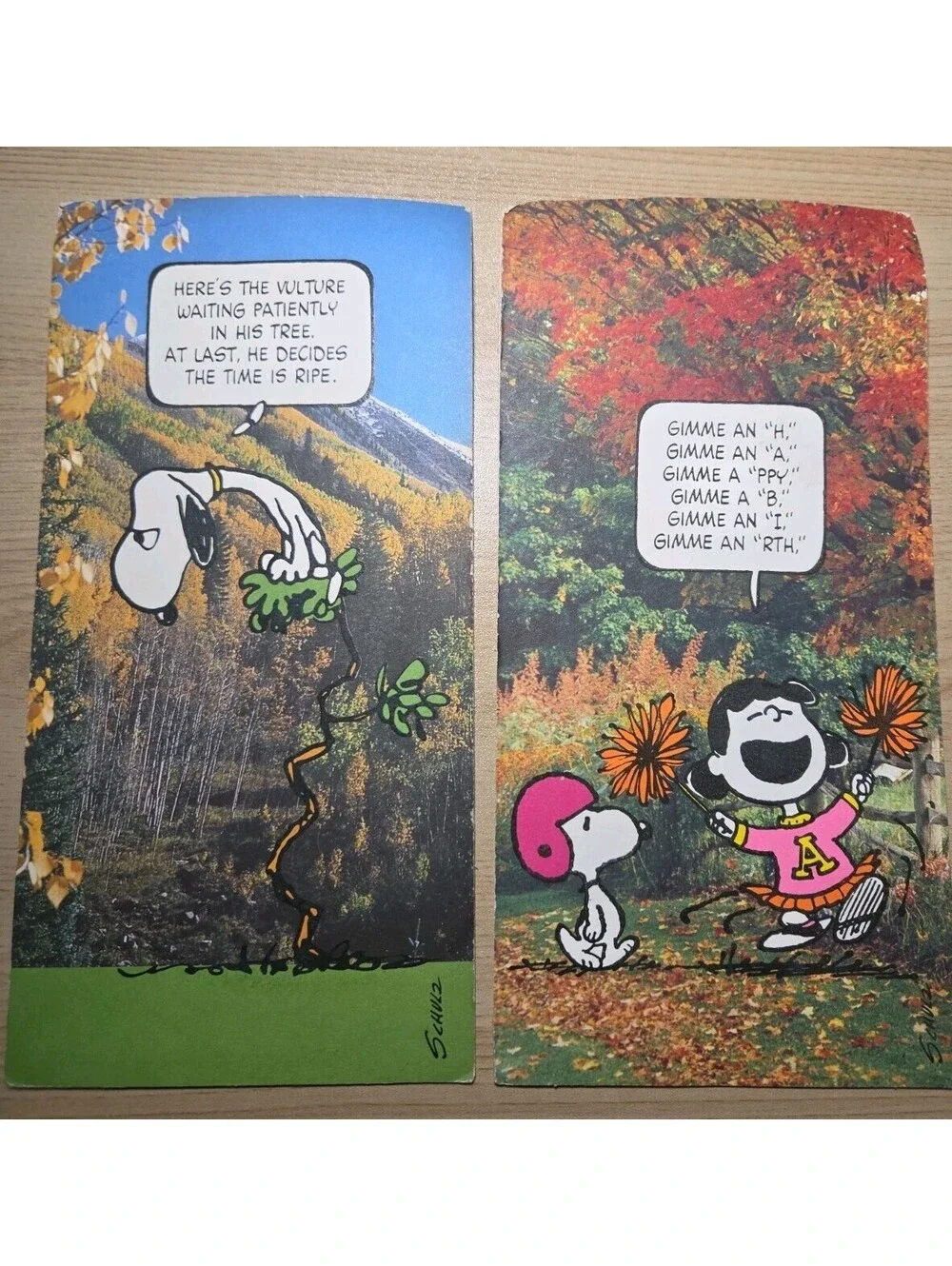 1958 PEANUTS SNOOPY LUCY Hallmark Halloween 4x9